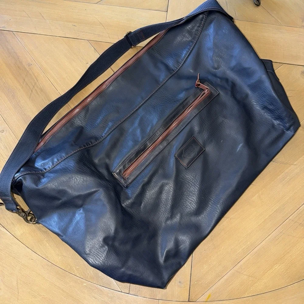 Mens Vintage Opium YSL Yves Saint Laurent Navy Blue Leather Duffle Bag